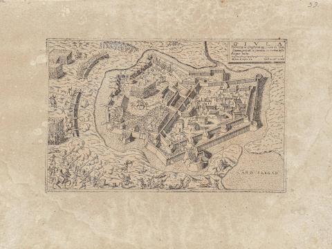 Gyula látképe: Zenoi, Domenico - Gyula ostroma – Giula. Fortezza in Ongheria nei consini di Transiluania presa alli. 3. settembro da Perthau bassadt Signor turcho; Dnco Zenoi 1566  Velence, 1566 