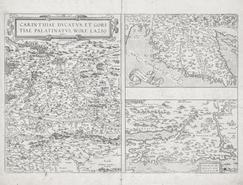 Ortelius, Abraham: Carinthiae Ducatus, Et Goritiae Palatinatus, Wolf. Lazio. Histriae tabua a Petro Copolo deferi. Zarae, et Sebenici Descriptio  Antwerp, ca. 1590 