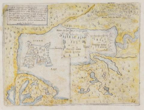 Camocio, Giovanni Francesco: Szigetvár ostroma – Ziget, fortezza innespugnabile, si come ogi di è veramente situata . . . M.D. LXVI 1566 Venice 