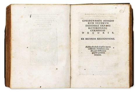 Erasmus, Rotterdamus: Collectanea adagiorum veterum Desiderii Erasmi Roterodami Germaniae decoris: ex secunda recognitione [Sammelband]  Strasbourg, 1509 mense julio Argentorati [In Aedibus Matthiae Schurerij (Matthias Schürer)]  