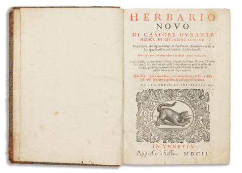 Durante, Castore : Herbario novo... Con figure, che rappresentano le vive piante, che nascono in tutta Europa, & nell'Indie orientali, & occidental. 1602 Venetia [Venice], Sessa. 