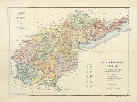 Zala vármegye térképe  Bp, [1910]. Magyar Földrajzi Intézet. 