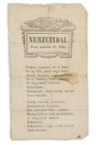 Petőfi Sándor: Nemzeti dal  [Marosvásárhely, 1848. Urházy György.] 