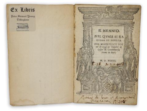 Nenna, Giovanni Battista: Il Nennio. Nel quale si ragiona di nobilta. Del magnifico dottor di leggi et caualier di Cesare m. Giouambattista Nenna da Bari 1542  