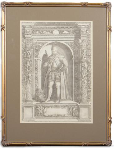 Custos, Domenicos: Báthory István erdélyi fejedelem és lengyel király álló alakos portréja. Rézmetszet  1603 Innsbruck 