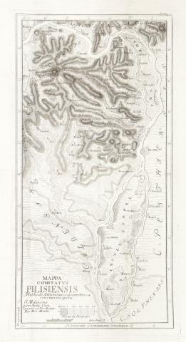 Mikoviny, Samuel: Mappa Comitatus Pilisiensis Methodo astronomico-geometrica Concinnata...Pilis vármegye rézmetszet 1737 Viennae 