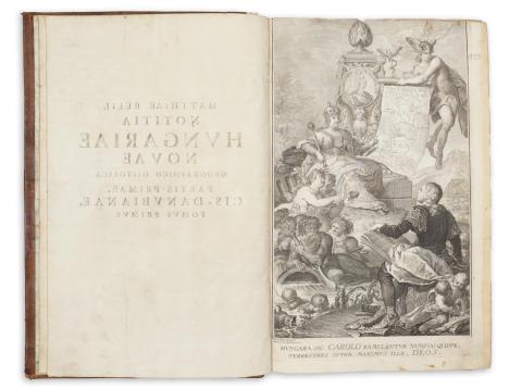 [Bél Mátyás] Bel, Matthias: Notitia Hungariae novae historico geographica, divisa in partes quatuor... Tom(i) I-IV.  Viennae, 1735–1742 