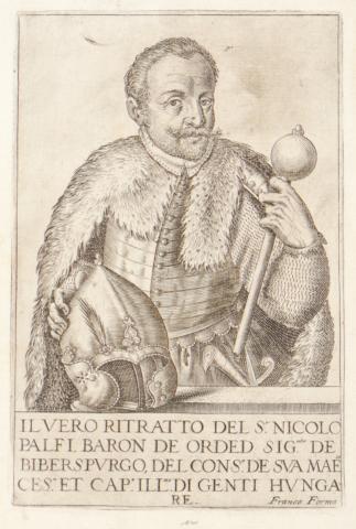 Forma, Giacomo: Il vero ritratto del Sr. Nicolo Palfi, baron de orded...Pálffy Miklós gróf, hadvezér rézmetszetű mellképe   