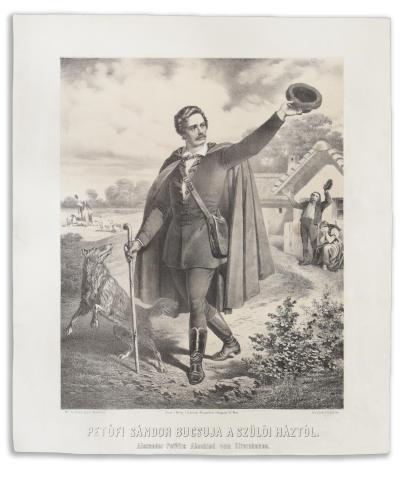 Katzler, Vinzenz: Petőfi Sándor búcsúja a szülői háztól  Druck u. Verlag v.H. Gerhart Margarethen Grüngasse 32 Wien. [1866 után] 