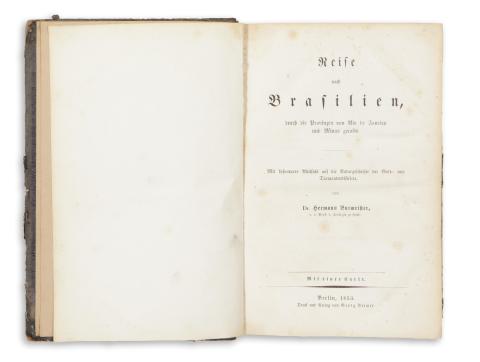 Burmeister, Hermann: Reise nach Brasilien, durch die Provinzen von Rio de Janeiro und Minas Geraës. Mit besoonderer Rücksicht auf die Naturgeschichte der Gold- und Diamantendistricte, von --. 1853 Berlin 