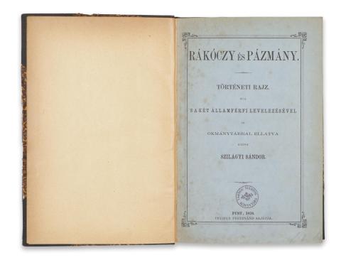 Szilágyi Sándor : Rákóczy és Pázmány. Történeti rajz. Irta s a két államférfi levelezésével és okmánytárral ellátva kiadta - -.   Pest, 1870, Pfeifer Ferdinánd 