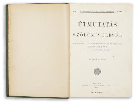 Útmutatás a szőlőmívelésre. Különös tekintettel a fillokszera által elpusztított szőlők felujításának előmozdításáról szóló 1896: V. t.-cz. végrehajtására.  1898 Budapest, Pallas 