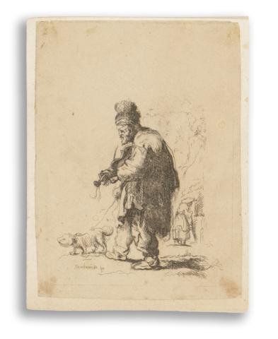 Rembrandt nyomán ismeretlen metsző: A vak hegedűs    