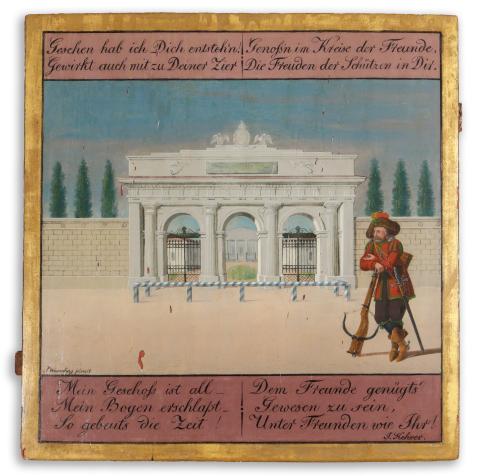 A Pesti Polgári Céllövő Egylet díszes lőtáblája   