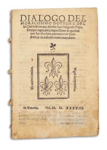 Gregorius I. Pont. Max. [I. Gergely pápa]: Dialogo del moralissimo dottore della Chiesa romana messer san Gregorio papa. Doppo ogni altra impressione in qualunque luocho fatta, nuovamente stampato, & da infiniti errori emendato. 1538 Venetia 