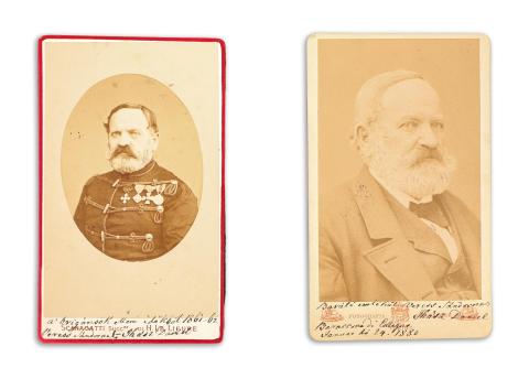 Ihász Dániel honvédezredesnek, az itáliai magyar légió parancsnokának két dedikált vizitkártya fotója  Torino 