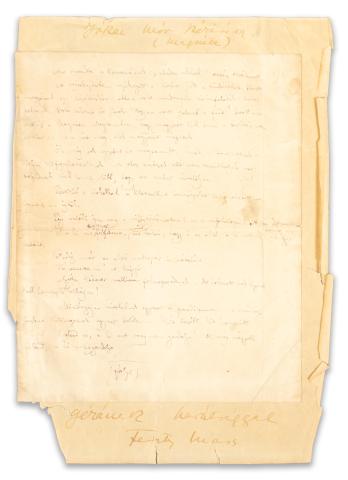 Jókai Mór Magnéta című regényének egy oldalas töredéke Feszty Masa dedikációjával   