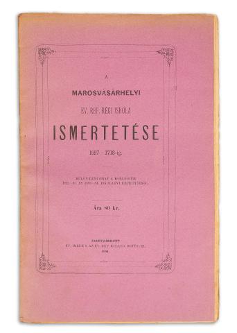 Koncz József : A marosvásárhelyi Ev. Ref. Régi Iskola ismertetése 1557 – 1718-ig.  Marosvásárhelyett, 1884. Ny. Imreh S. az Ev. Ref. Kolleg. betűivel. 