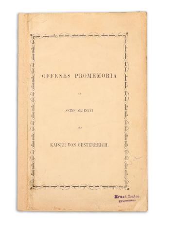 [Széchenyi István]: Offenes Promemoria an seine Majestät den Kaiser von Oesterreich 1859 London, Williams and Norgata 
