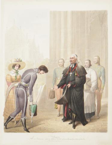 Opiz, Georg Emmanuel : Ungarn. Ein Edelmann und ein höherer Prälat mit einem Chorpriester und seinen Haiducken. 1831  