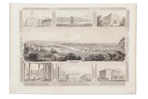 Fesca, A.: Pest és Buda látképe  Stich u. Druk d. Kunst Anst. d. Oest. Lloyd in Triest. ca. 1850  
