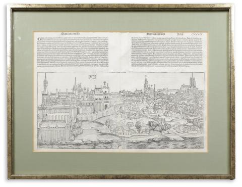 Schedel, Hartmann: Buda fametszetű látképe 1493 Nürnberg, Anton Koberger 