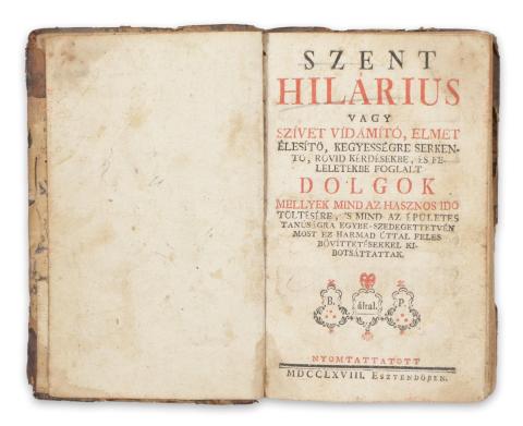 B[od] P[éter] : Szent Hilárius vagy szívet vídámító, elmét élesítö, kegyességre serkentö, rövid kérdésekbe, és feleletekbe foglalt dolgok ... 1768 H. n.  