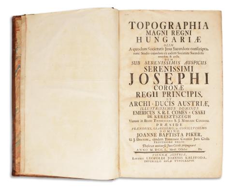 Bonbardi, Michael: Topographia magni regni Hungariae, olim a quodam Societatis Jesu sacerdote conscripta, nunc studio cujusdam ex sadem Societate sacerdotis emendata et aucta.  1750 Viennae, Literis Leopoldi Joannis Kaliwoda 