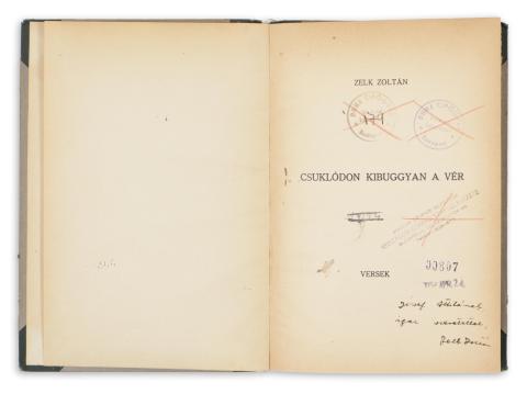 Zelk Zoltán: Csuklódon kibuggyan a vér. Versek.  [Budapest, 1930. Klein ny.]. 