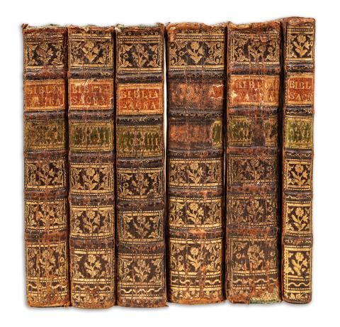 Biblia sacra vulgatae editionis, Sixti V. Pont. M. jußu recognita et Clementis VIII. auctoritate edita. 1-6. köt.  Vindobonae, 1760. Thomas Trattner. 