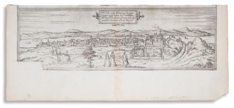 Braun, Georg - Hogenberg, Frans: Buda látképe – Buda, vulgo Ofen, Prima et Regia Ungarici Regni Civitas, ad Danubium Sita; quam Ptolemaeus Curtam, vel, ut Aliis Persuasum est, Salnum Nominat. Fran Jre. 1572 Cologne 