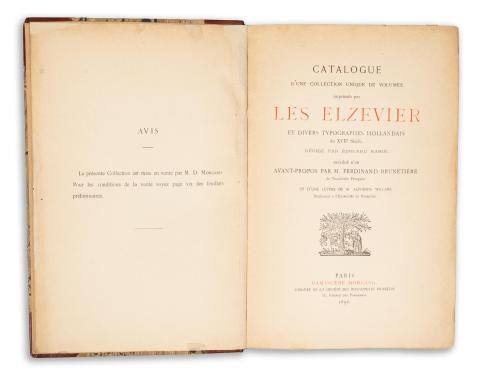 Rahir, Édouard: Catalogue d'une collection unique de volumes imprimés par les Elzevier et divers typographes hollandais du XVIIe siècle.  Paris, 1896, Damascène Morgand Librairie de la Société des Bibliophiles François 