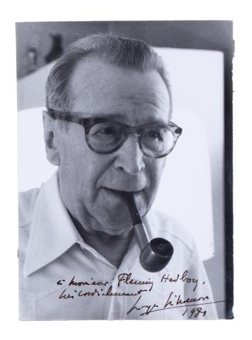 Georges Simenon aláírt és dedikált fényképe 1980  