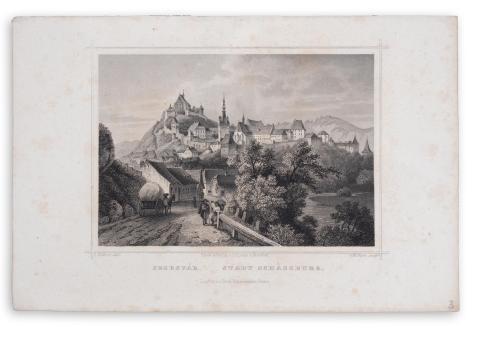 Segesvár látképe: Rohbock, Ludwig – Stadt Schassburg  Darmstadt, 1856, Druck & Verlag von Gustav Georg Lange 