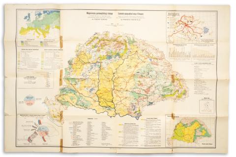 Teleki Pál  - Cholnoky Jenő - Fodor Ferenc: Magyarország gazdaságföldrajzi térképe Dr. Teleki Pál gróf és Dr. Cholnoky Jenő közreműködésével... 1920 Budapest M. Földr. Int. 