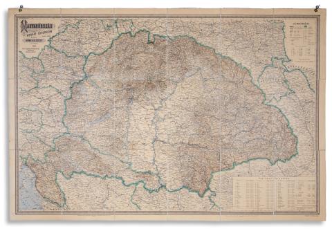 Homolka József: Magyarország és Horvát-Tótország. Kőnyomatos térkép 1887. 1887 Budapest, m.k. államnyomda 