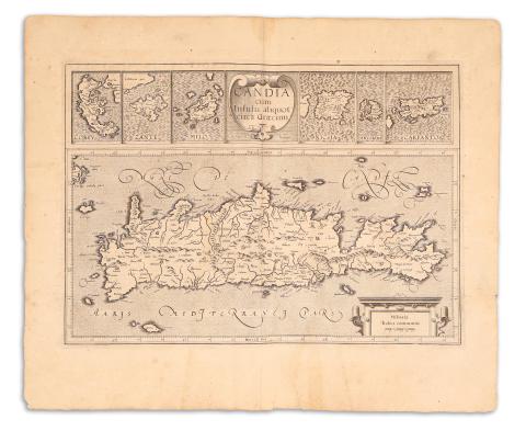 Mercator, Gerard: Candia cum Insulis aliquot circa Graeciam [Insets of Corfu, Zante, Milo, Nicsia, Santorini and Scarpanto  1619 Amsterdam 