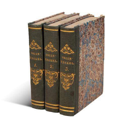 [MacPherson, James] : Osián’ énekei. Az eredeti gael mértékben. 1–3. kötet.   Budán, 1833, A’ Királyi Egyetem’ betűivel.   