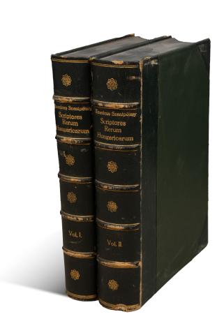 Szentpétery, [Imre] Emericus : Scriptores rerum Hungaricarum tempore ducum regumque stirpis Arpadianae gestarum... Edendo operi praefuit ~. Vol. I-II.   [Budapest] Budapestini, 1937-1938., Typographiae Reg. Universitatis Litter. Hung. sumptibus. 