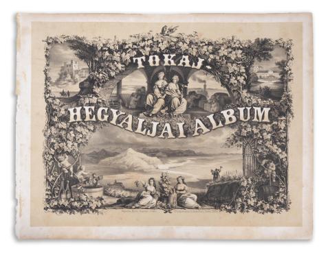 Keleti Gusztáv: Tokaj-hegyaljai album díszcímlapja  Pesten, 1864. Kőre rajz. és nyomt. Rohn és Grund. 