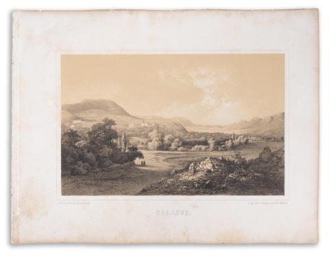 Tolcsva látképe : Keleti Gusztáv Tolcsva távlati képe  Özvegy Fuchs Györgyné műintézete München kiadásában 1867. 