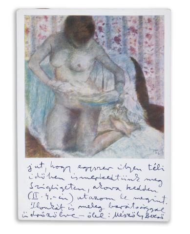 Mészöly Dezső képeslapja Veress Miklóshoz   H. n., é. n. 