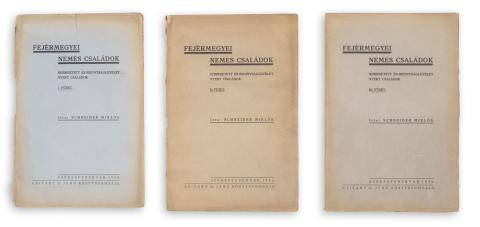 Schneider Miklós : Fejérmegyei nemes családok. Kihirdetett és bizonyságlevelet nyert családok I-III. füzet  Székesfehérvár, 1935, Csitáry G. Jenő Könyvnyomdája 