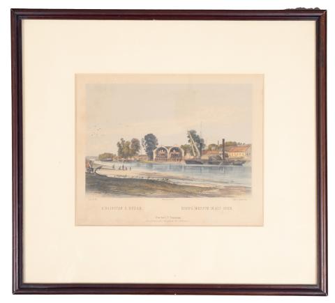 Alt, Rudolf – Sandmann, Franz:  A hajógyár Ó-Budán – Schifs-werfte in Alt-Ofen 1853 Wien, L. T. Neumann 