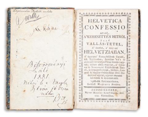 Helvetica Confessio ...  Debrecen, 1791. Huszthy Riskó Sámuel 