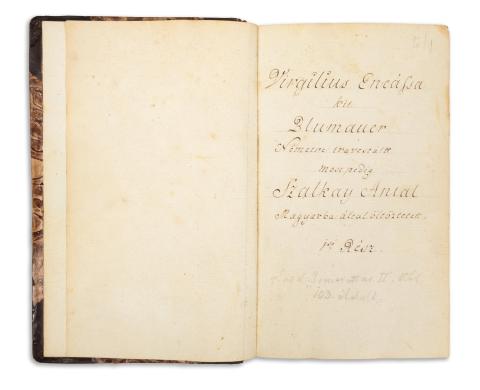 Blumauer, [Alois]: Virgilius Eneássa kit Blumauer Németre travestáltt, most pedig Szalkay Antal Magyarba által öltöztetett. [kéziratos munka]   