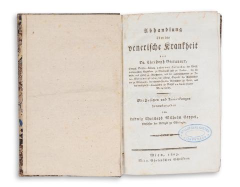 Girtanner, Christoph Dr.:  Abhandlung über die venerischen Krankheit  Wien, 1803, Ghelenschen Schriften 