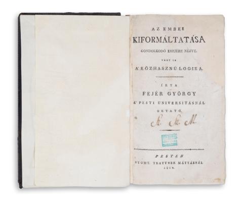 Fejér György: Az ember kiformáltatása gondolkodó erejére nézve. Vagyis közhasznú logika.  Pesten, 1810, Trattner Mátyás 
