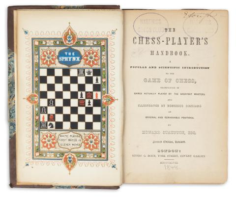 Staunton, Howard: The chess-players handbook. A popular and scientific introduction to the game of chess...Second edition, revised.  London, 1848, Henry G. Bohn [Harrison&Sons] 