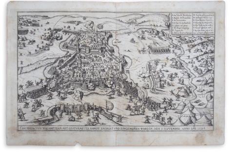 Hatvan látképe: Siebmacher, Johann - Conterfactur wie Hatwan mit gesturmeter handt...[Hatvan ostroma 1596]  Nürnberg, 1620. [in der Furhmännischen Druckerey, bey Johann Friderich Sartorio] 